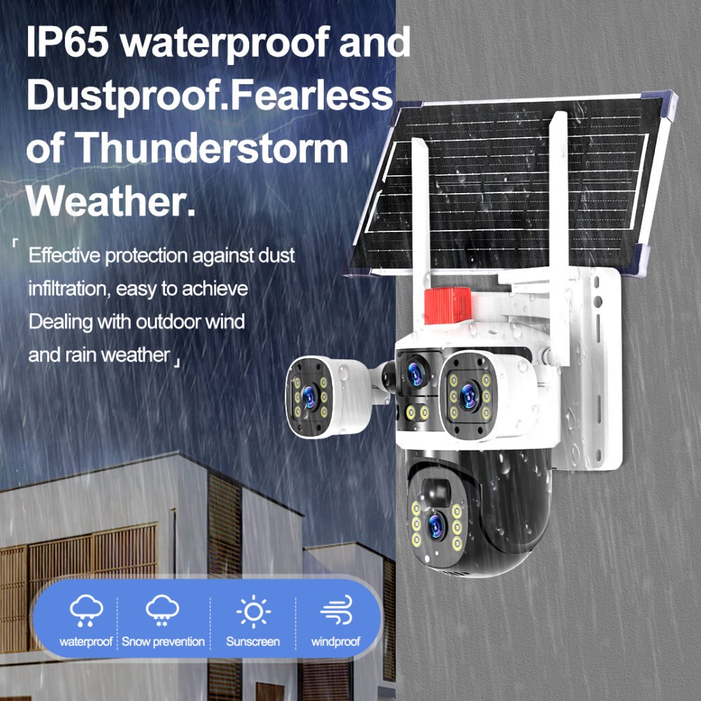 HiEnergy solar security camera with four lens
